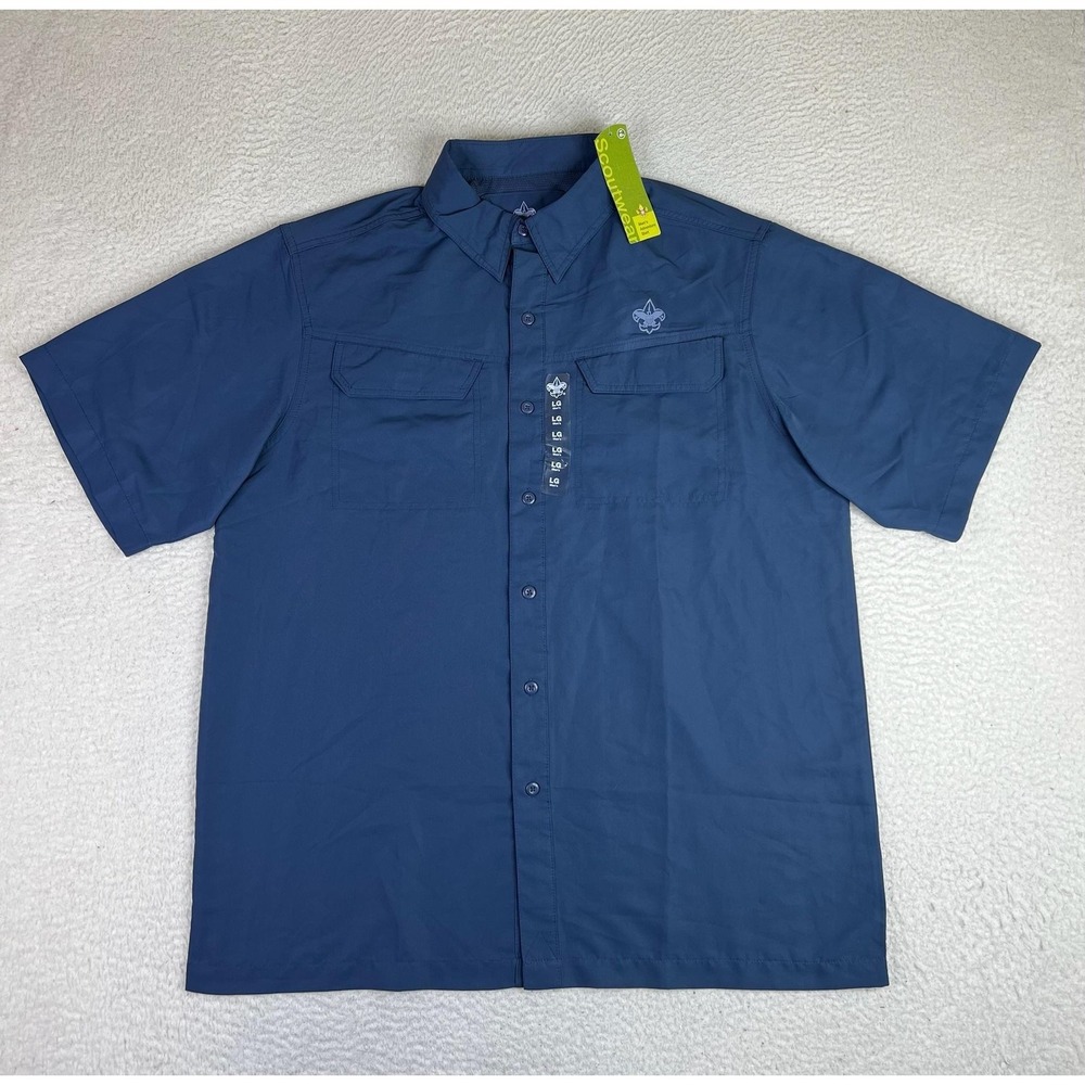 Boy Scouts of America Mens Large Blue Scoutwear Adventure Shirt UPF 40+ 646557